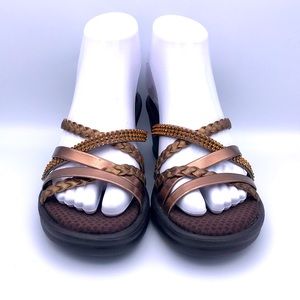 Skechers Memory Foam Wedges Brown Rhinestone 7